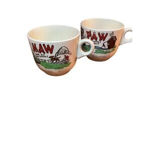 Vintage Paw Yer Coffee's Ready & Maw Come Get Yer Coffee Cup Hillbilly